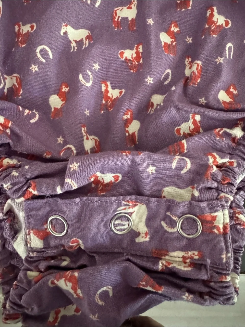 Shyanne Girls 18M Purple Western Horse Print Snap Bodysuit Romper